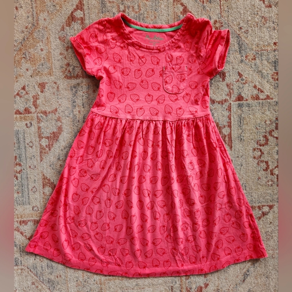 Mini Boden Charming Pink Srawberry Kids Dress 9-10 Yrs